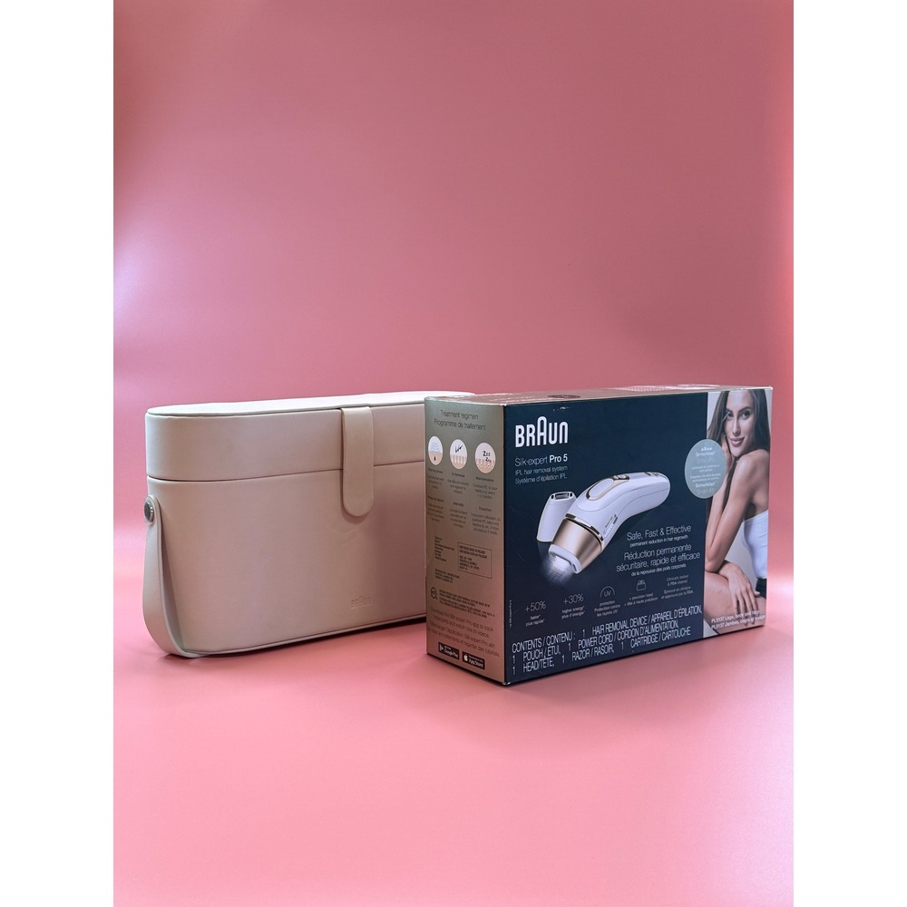 Braun Silk Expert Pro 5 IPL Hair Removal System NEW w/ Used Travel Case